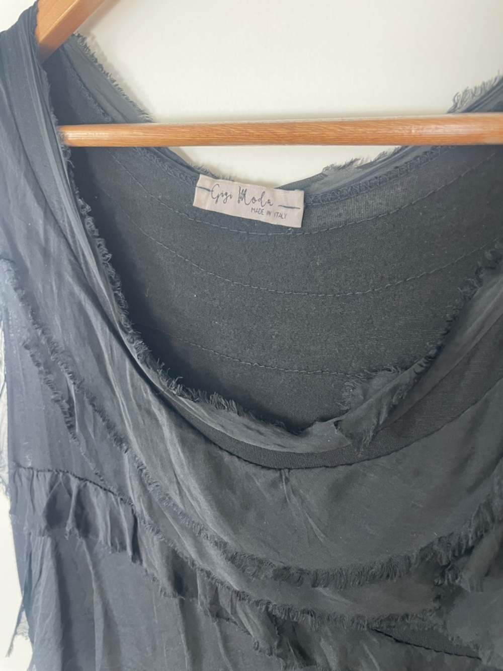 Siena Ruffle Black Tiered Sleeveless Maxi Dress - 100% Silk Layers - Picture 7 of 7